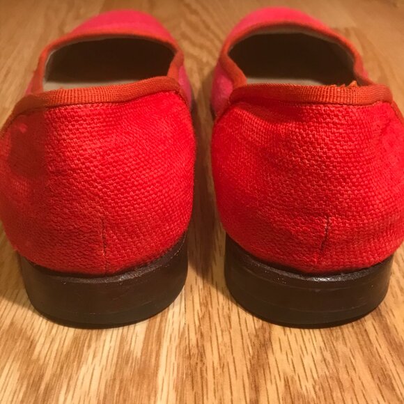 Stubbs & Wootton Two-Tone Pink Orange-Red Leather Flats Size 6.5 - Picture 11 of 16